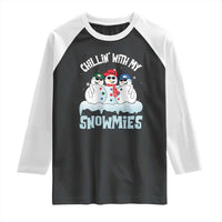 Funny Christmas Snowman Raglan Shirt Chillin' With My Snowmies Squad - Wonder Print Shop