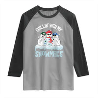 Funny Christmas Snowman Raglan Shirt Chillin' With My Snowmies Squad - Wonder Print Shop