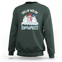 Funny Christmas Snowman Sweatshirt Chillin' With My Snowmies Squad - Wonder Print Shop