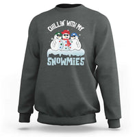 Funny Christmas Snowman Sweatshirt Chillin' With My Snowmies Squad - Wonder Print Shop