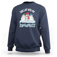 Funny Christmas Snowman Sweatshirt Chillin' With My Snowmies Squad - Wonder Print Shop