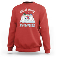 Funny Christmas Snowman Sweatshirt Chillin' With My Snowmies Squad - Wonder Print Shop