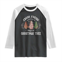 Christmas Tree Cake Raglan Shirt Farm Fresh Sprinkles Frosting Ready To Eat Xmas Baking - Wonder Print Shop
