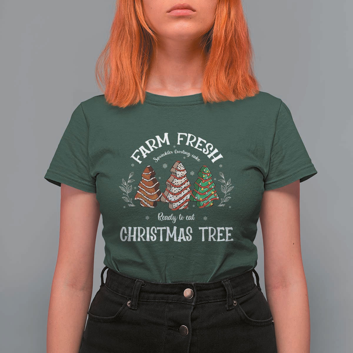 Xmas T Shirt For Women Farm Fresh Sprinkles Frosting Cake Ready To Eat Christmas Tree - Wonder Print Shop