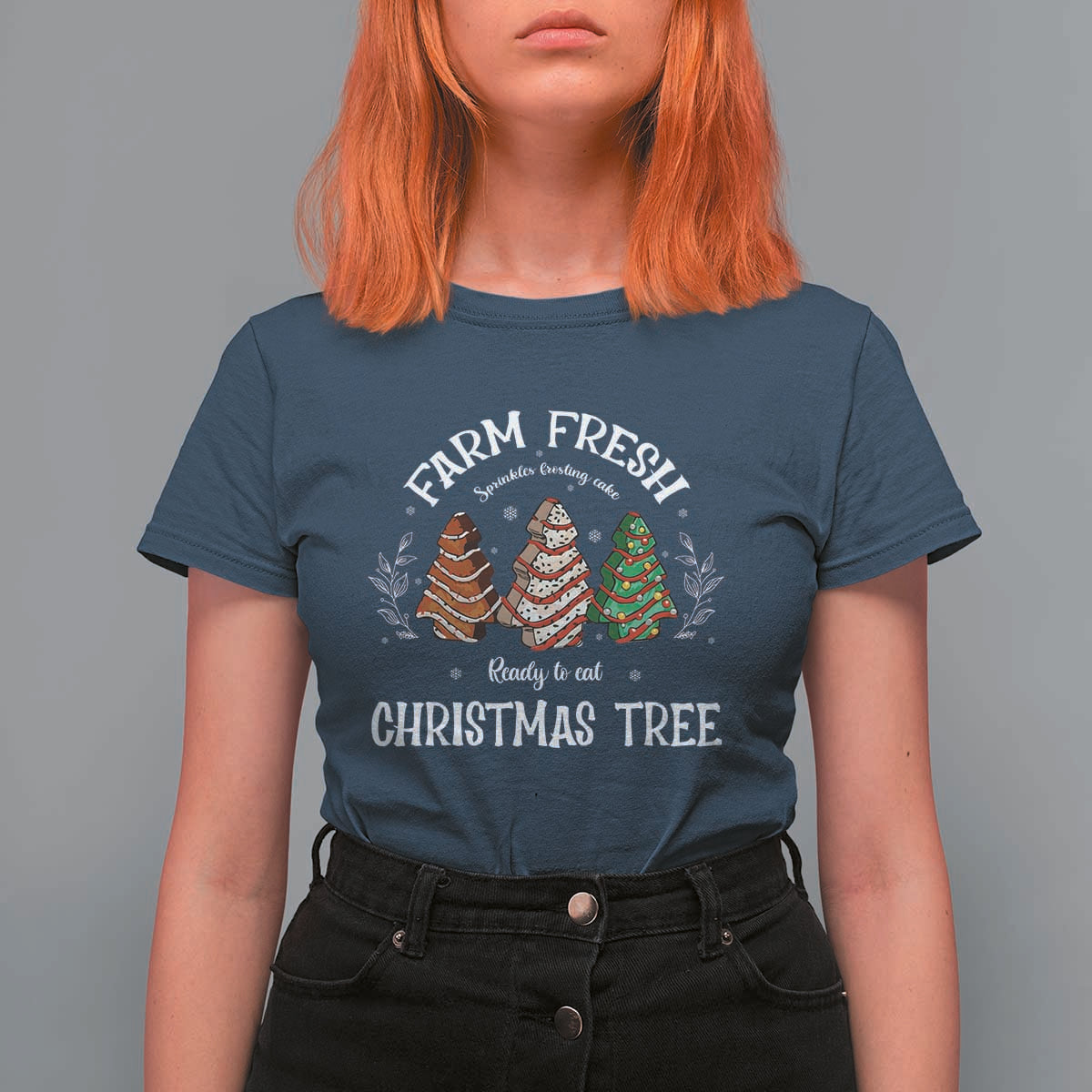 Xmas T Shirt For Women Farm Fresh Sprinkles Frosting Cake Ready To Eat Christmas Tree - Wonder Print Shop