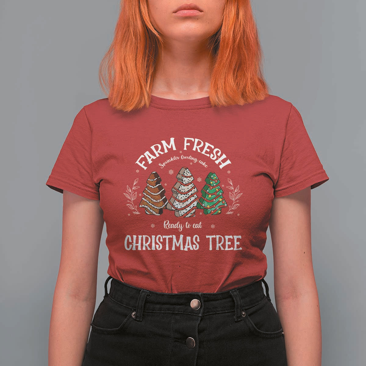 Xmas T Shirt For Women Farm Fresh Sprinkles Frosting Cake Ready To Eat Christmas Tree - Wonder Print Shop