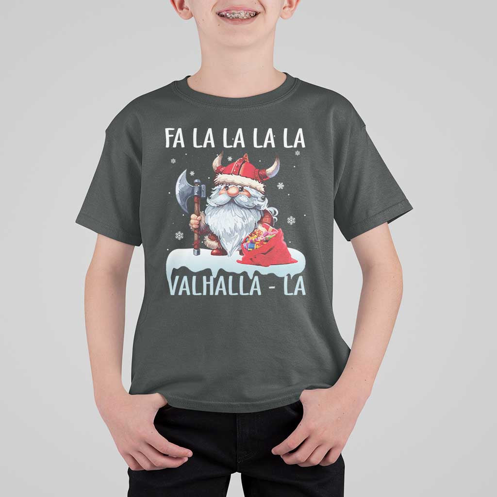 Viking Christmas T Shirt For Kid Fa La La La Valhalla La Viking Santa Gnome - Wonder Print Shop