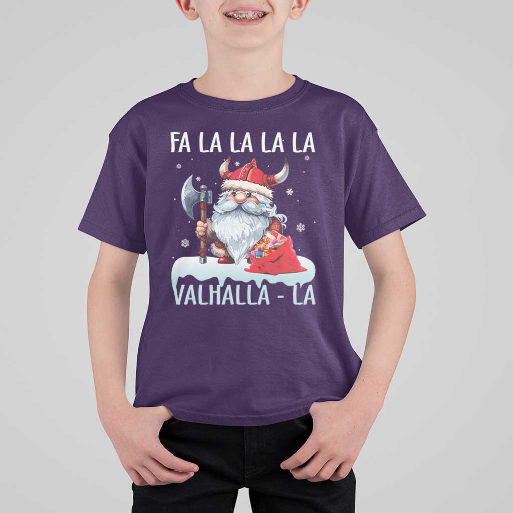 Viking Christmas T Shirt For Kid Fa La La La Valhalla La Viking Santa Gnome - Wonder Print Shop