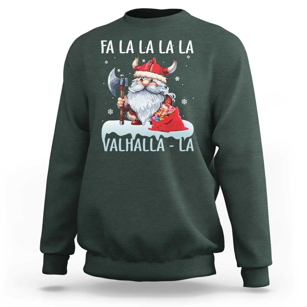 Viking Christmas Sweatshirt Fa La La La Valhalla La Viking Santa Gnome - Wonder Print Shop