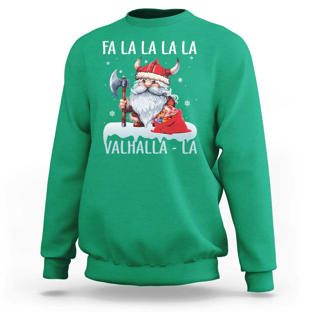 Viking Christmas Sweatshirt Fa La La La Valhalla La Viking Santa Gnome - Wonder Print Shop