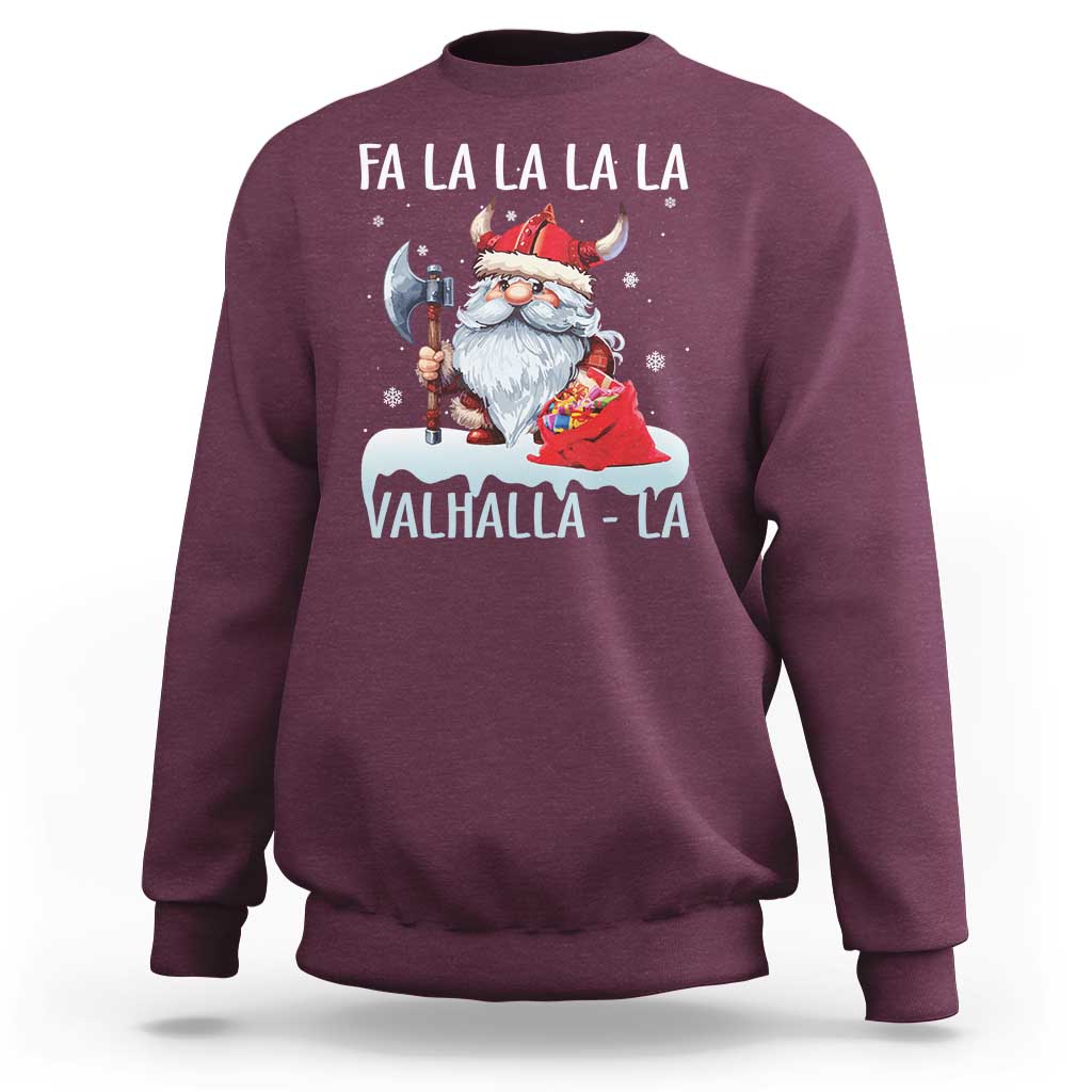 Viking Christmas Sweatshirt Fa La La La Valhalla La Viking Santa Gnome - Wonder Print Shop