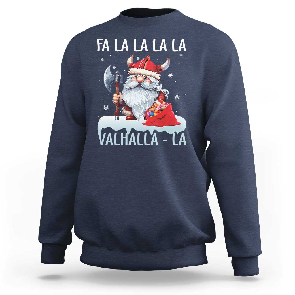 Viking Christmas Sweatshirt Fa La La La Valhalla La Viking Santa Gnome - Wonder Print Shop