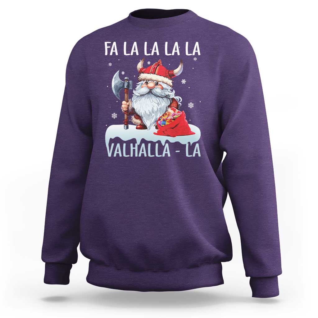 Viking Christmas Sweatshirt Fa La La La Valhalla La Viking Santa Gnome - Wonder Print Shop