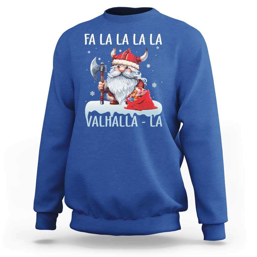 Viking Christmas Sweatshirt Fa La La La Valhalla La Viking Santa Gnome - Wonder Print Shop