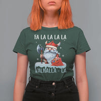 Viking Christmas T Shirt For Women Fa La La La Valhalla La Viking Santa Gnome - Wonder Print Shop