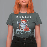 Viking Christmas T Shirt For Women Fa La La La Valhalla La Viking Santa Gnome - Wonder Print Shop