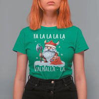 Viking Christmas T Shirt For Women Fa La La La Valhalla La Viking Santa Gnome - Wonder Print Shop