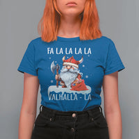 Viking Christmas T Shirt For Women Fa La La La Valhalla La Viking Santa Gnome - Wonder Print Shop
