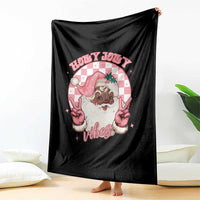 Funny Pink Christmas Retro Black Santa Throw Blanket Holly Jolly Vibes - Wonder Print Shop