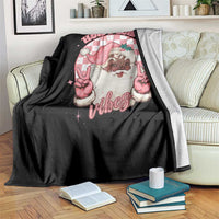 Funny Pink Christmas Retro Black Santa Throw Blanket Holly Jolly Vibes - Wonder Print Shop