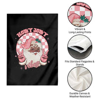 Funny Pink Christmas Retro Black Santa Garden Flag Holly Jolly Vibes - Wonder Print Shop
