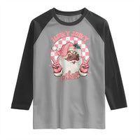 Funny Pink Christmas Retro Black Santa Raglan Shirt Holly Jolly Vibes - Wonder Print Shop