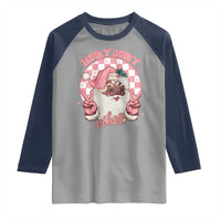 Funny Pink Christmas Retro Black Santa Raglan Shirt Holly Jolly Vibes - Wonder Print Shop