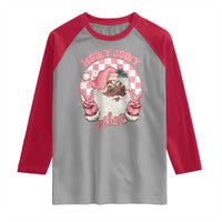 Funny Pink Christmas Retro Black Santa Raglan Shirt Holly Jolly Vibes - Wonder Print Shop