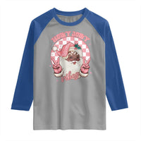 Funny Pink Christmas Retro Black Santa Raglan Shirt Holly Jolly Vibes - Wonder Print Shop