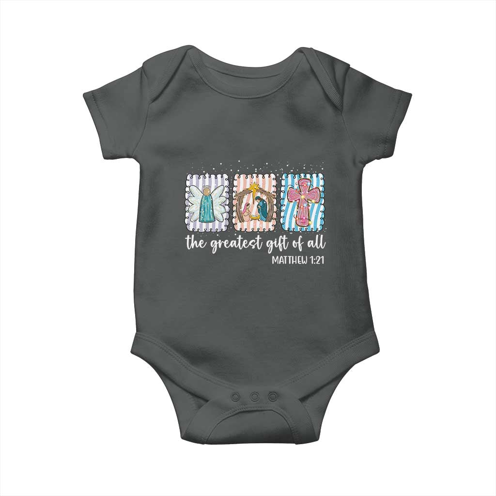 Christian Christmas Baby Onesie The Greatest Gift Of All Jesus Nativity Scene - Wonder Print Shop