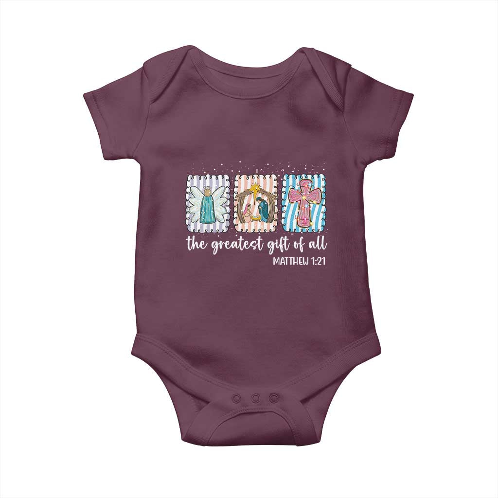 Christian Christmas Baby Onesie The Greatest Gift Of All Jesus Nativity Scene - Wonder Print Shop
