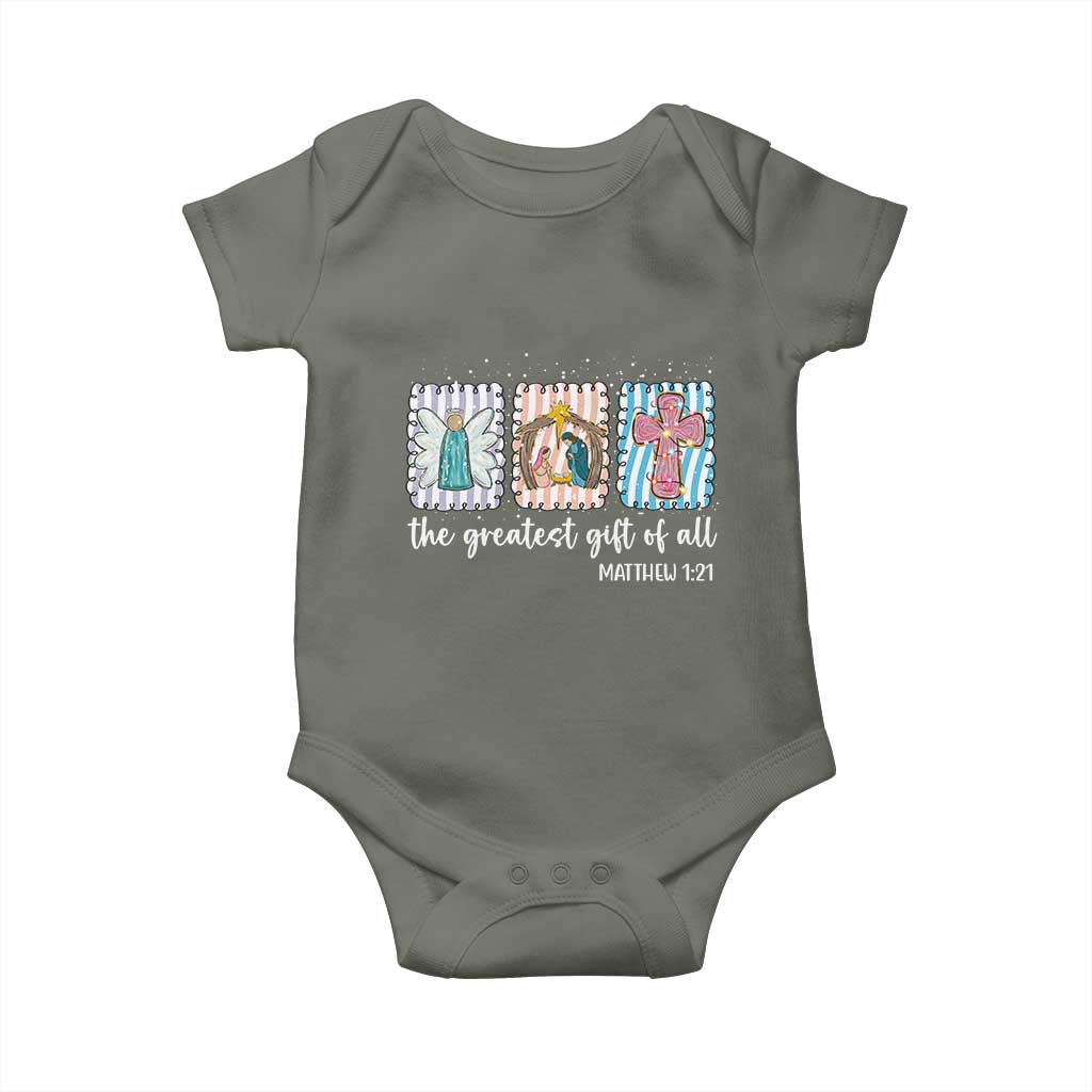 Christian Christmas Baby Onesie The Greatest Gift Of All Jesus Nativity Scene - Wonder Print Shop