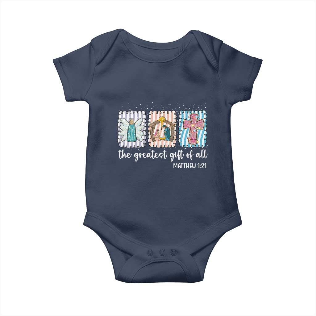 Christian Christmas Baby Onesie The Greatest Gift Of All Jesus Nativity Scene - Wonder Print Shop