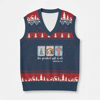 Christian Christmas V-Neck Knit Sweater Vest The Greatest Gift Of All Jesus Nativity Scene - Wonder Print Shop
