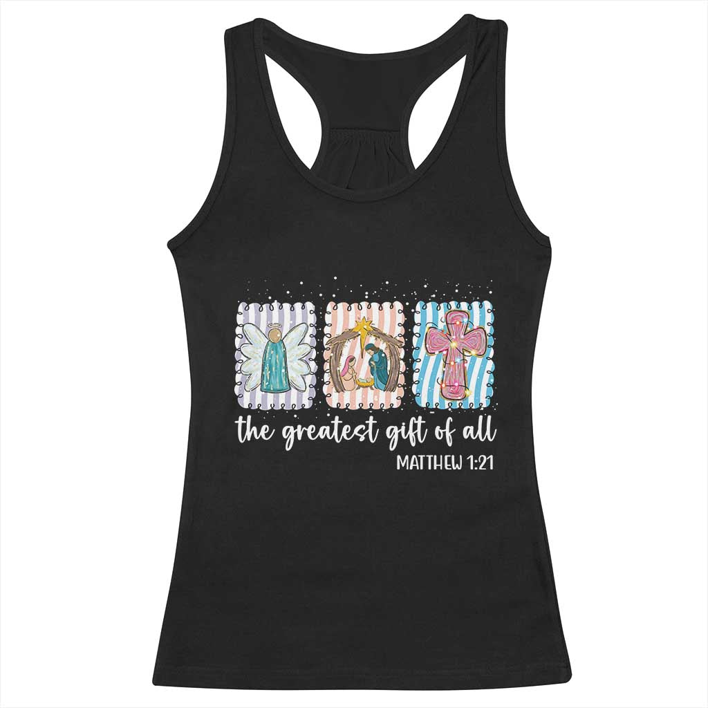 Christian Christmas Racerback Tank Top The Greatest Gift Of All Jesus Nativity Scene - Wonder Print Shop
