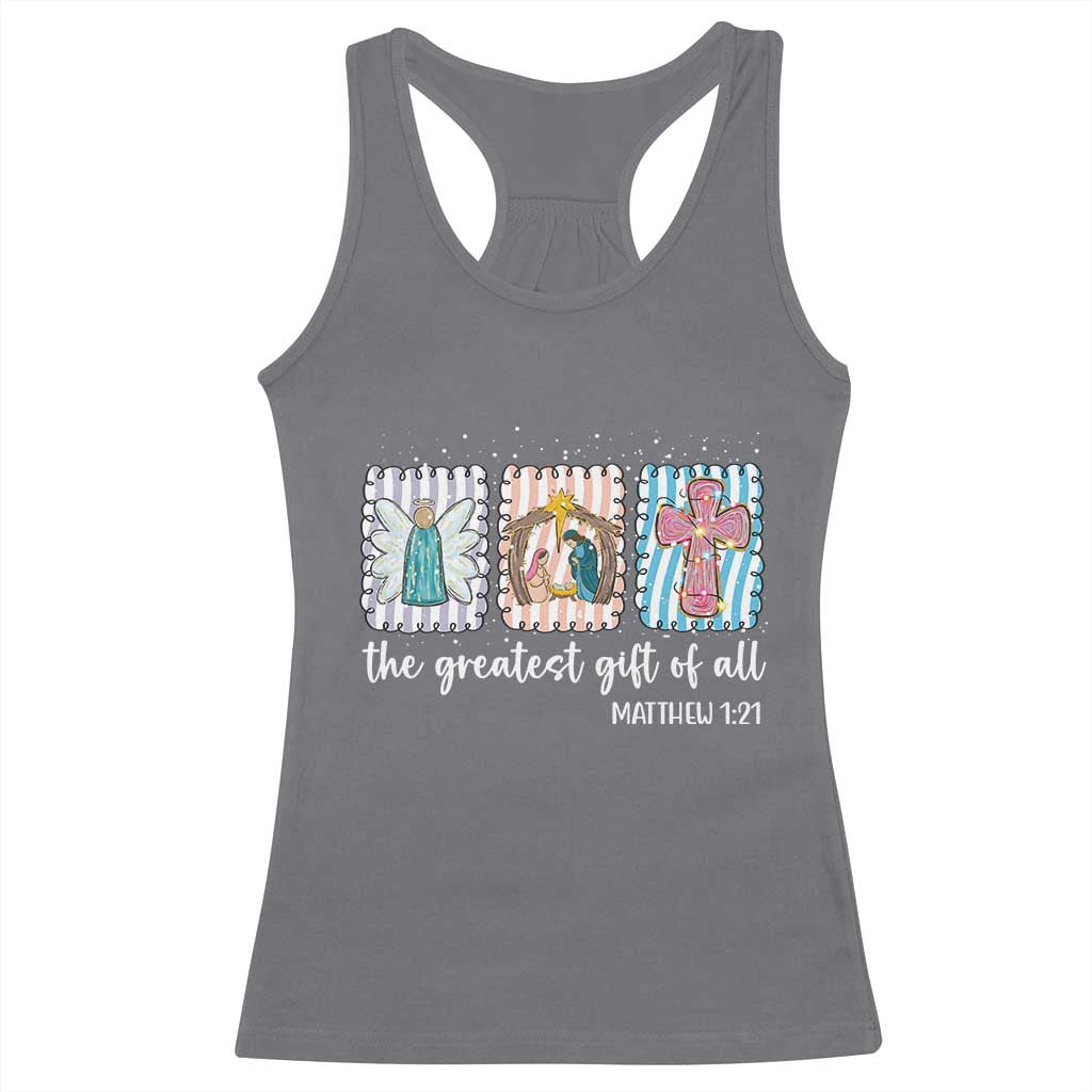 Christian Christmas Racerback Tank Top The Greatest Gift Of All Jesus Nativity Scene - Wonder Print Shop