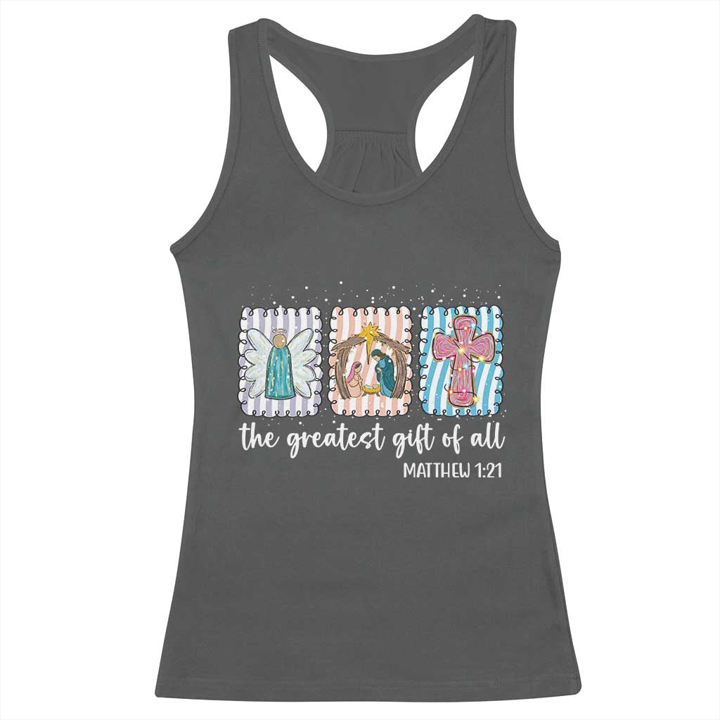 Christian Christmas Racerback Tank Top The Greatest Gift Of All Jesus Nativity Scene - Wonder Print Shop
