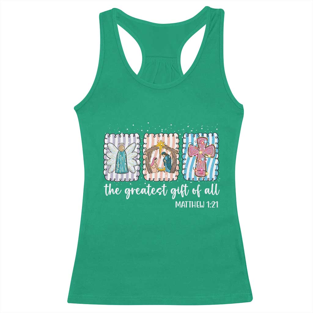 Christian Christmas Racerback Tank Top The Greatest Gift Of All Jesus Nativity Scene - Wonder Print Shop