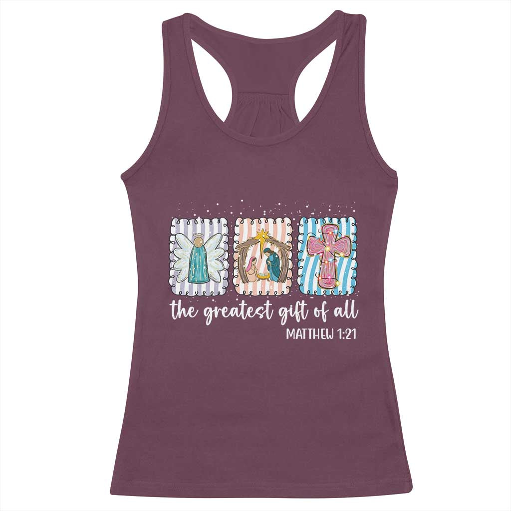 Christian Christmas Racerback Tank Top The Greatest Gift Of All Jesus Nativity Scene - Wonder Print Shop