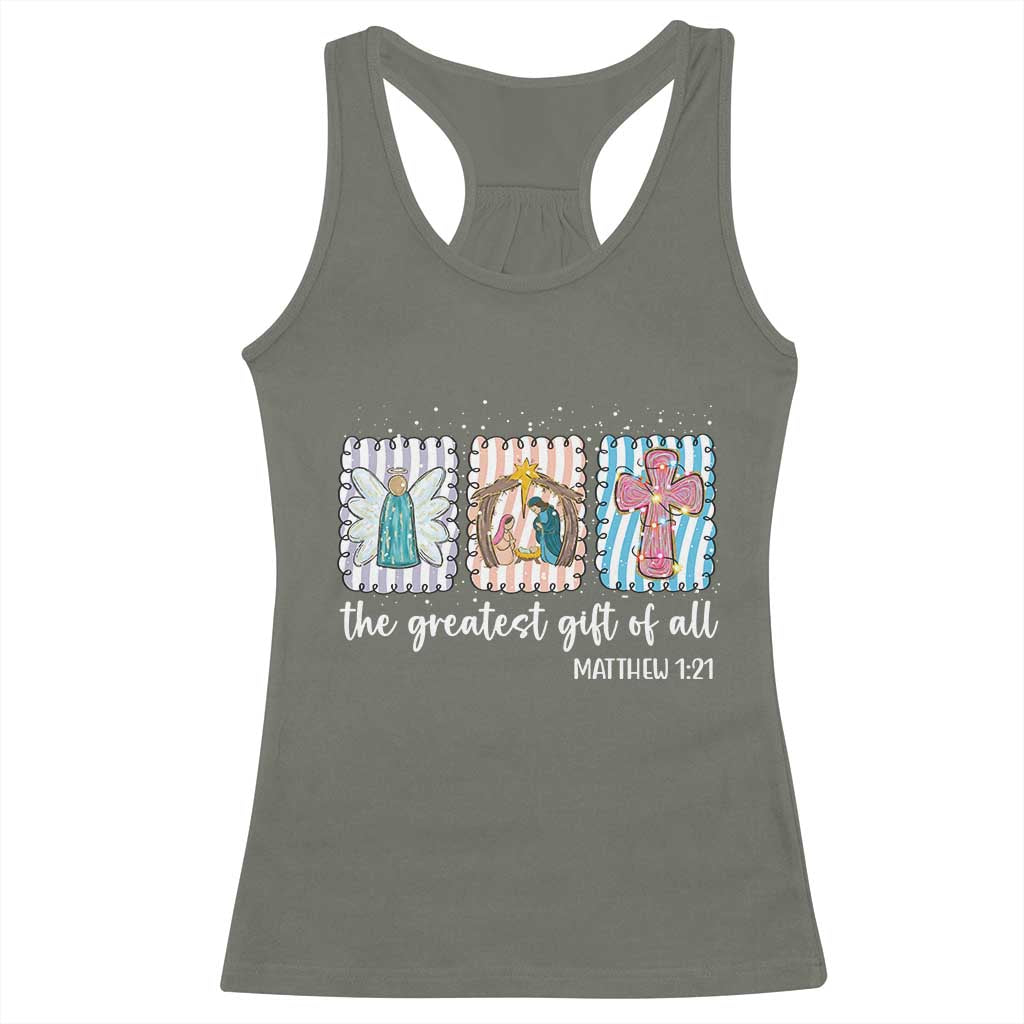 Christian Christmas Racerback Tank Top The Greatest Gift Of All Jesus Nativity Scene - Wonder Print Shop