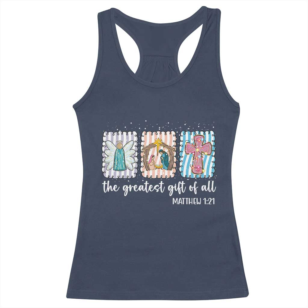 Christian Christmas Racerback Tank Top The Greatest Gift Of All Jesus Nativity Scene - Wonder Print Shop