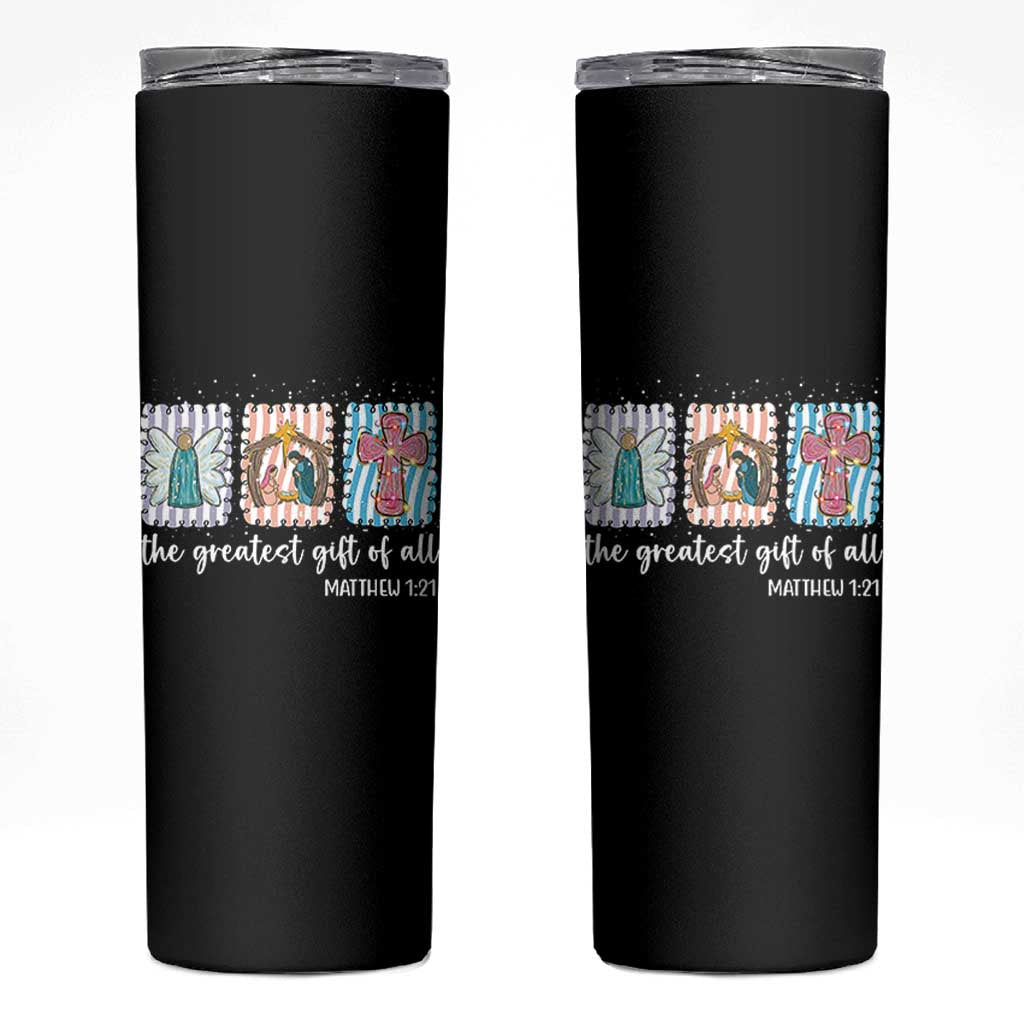 Christian Christmas Skinny Tumbler The Greatest Gift Of All Jesus Nativity Scene - Wonder Print Shop
