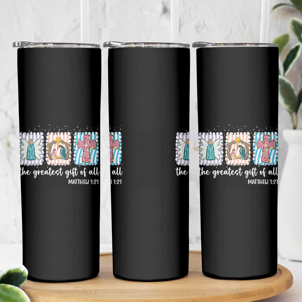 Christian Christmas Skinny Tumbler The Greatest Gift Of All Jesus Nativity Scene - Wonder Print Shop