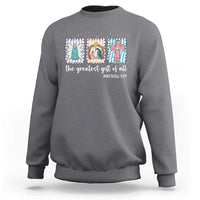 Christian Christmas Sweatshirt The Greatest Gift Of All Jesus Nativity Scene - Wonder Print Shop