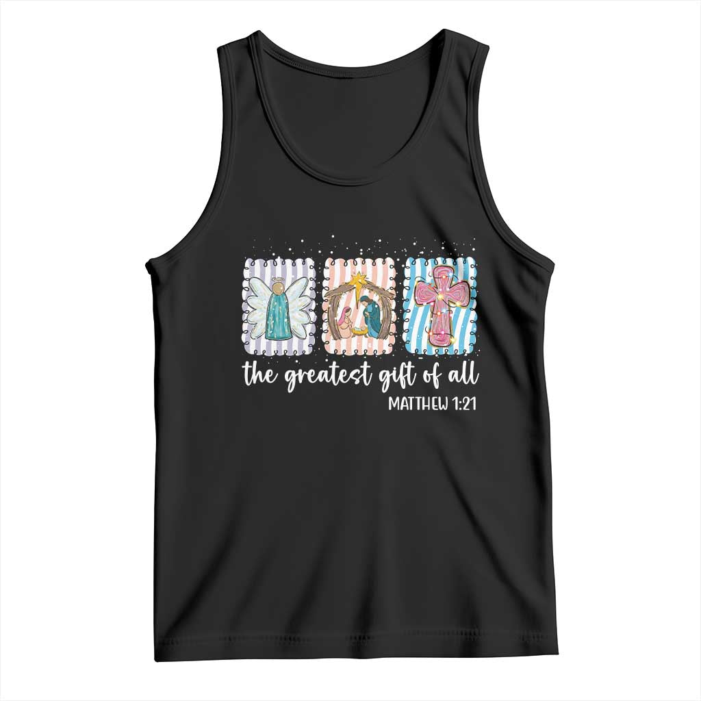Christian Christmas Tank Top The Greatest Gift Of All Jesus Nativity Scene - Wonder Print Shop