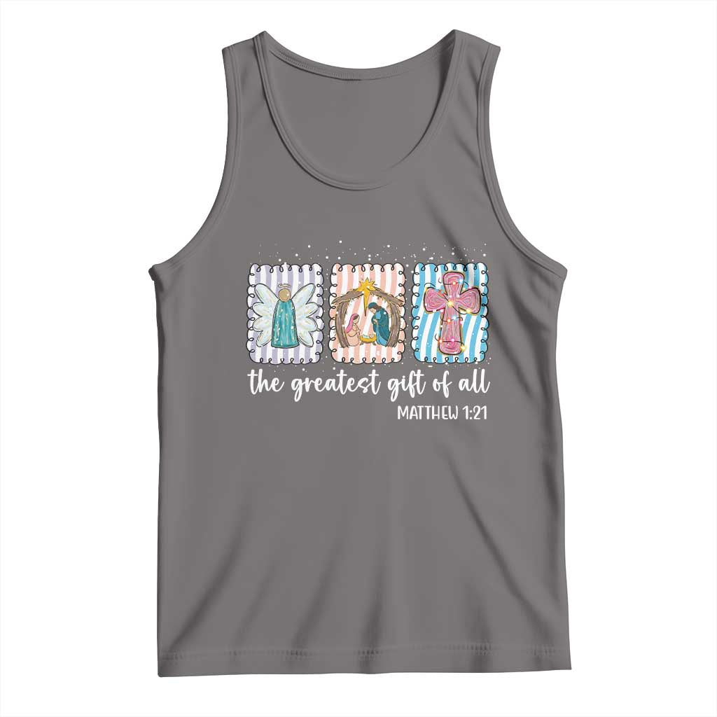 Christian Christmas Tank Top The Greatest Gift Of All Jesus Nativity Scene - Wonder Print Shop
