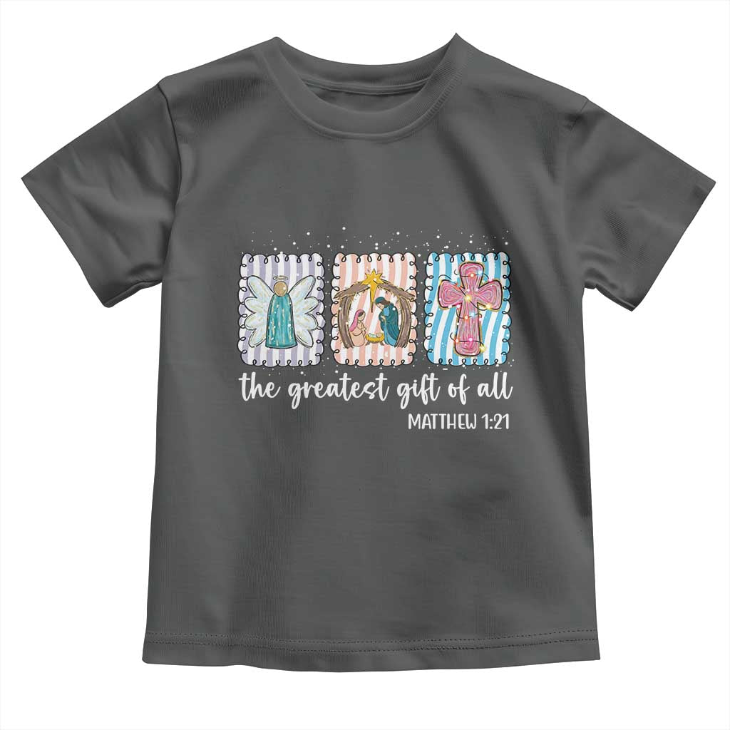 Christian Christmas Toddler T Shirt The Greatest Gift Of All Jesus Nativity Scene - Wonder Print Shop