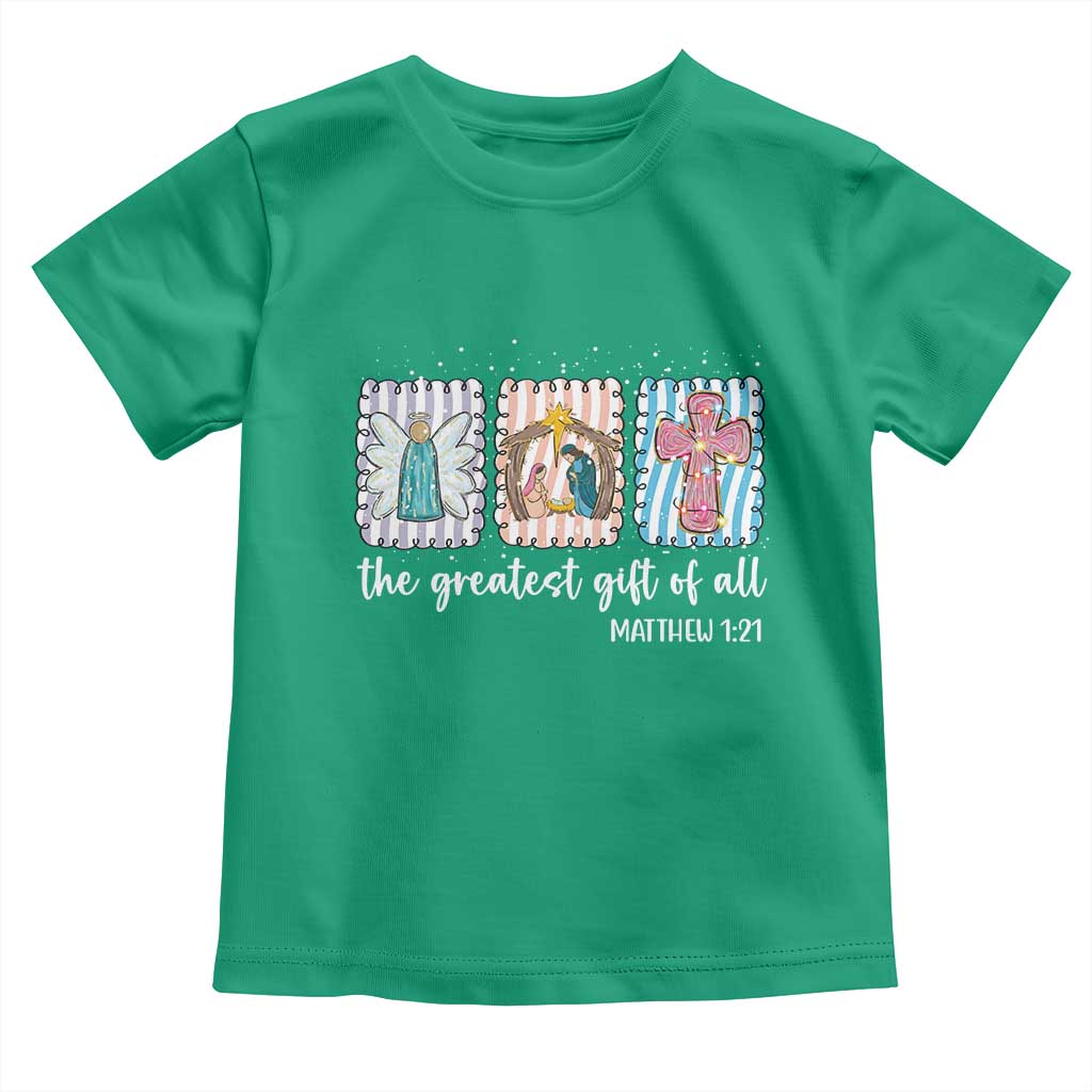 Christian Christmas Toddler T Shirt The Greatest Gift Of All Jesus Nativity Scene - Wonder Print Shop