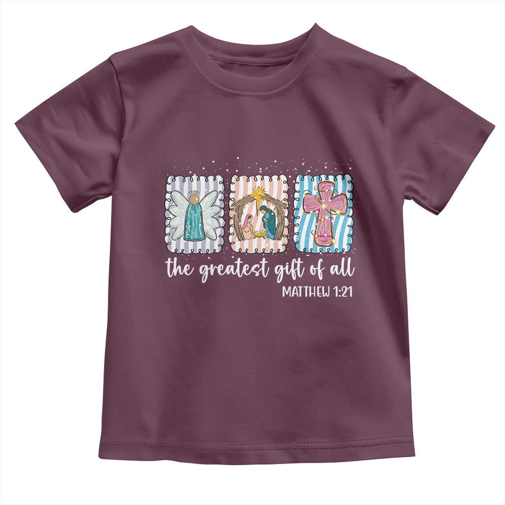 Christian Christmas Toddler T Shirt The Greatest Gift Of All Jesus Nativity Scene - Wonder Print Shop