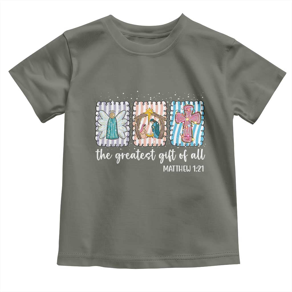 Christian Christmas Toddler T Shirt The Greatest Gift Of All Jesus Nativity Scene - Wonder Print Shop